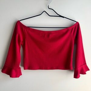 Forever 21 Red Off Shoulder Crop Top